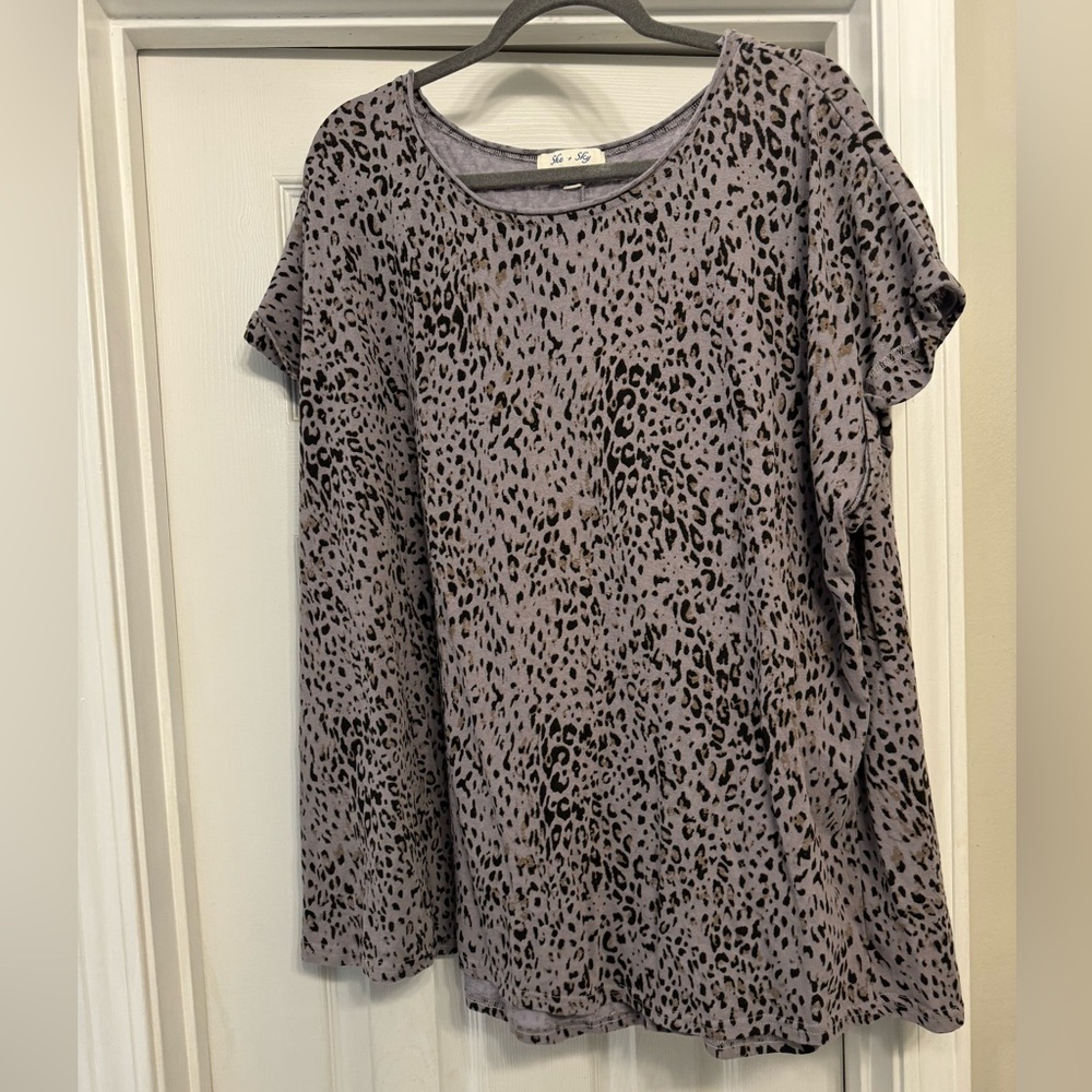 She + Sky brand top with leopard print